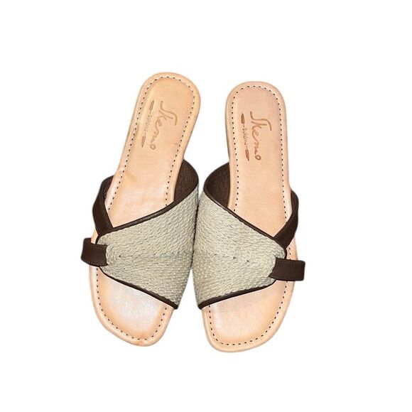 Skemo Boheme Sleek Brown and Cream Women's Sandals 9 - Picture 2 of 5